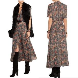 Isabel Marant Étoile Shania Floral-Print Midi Dress in Charcoal